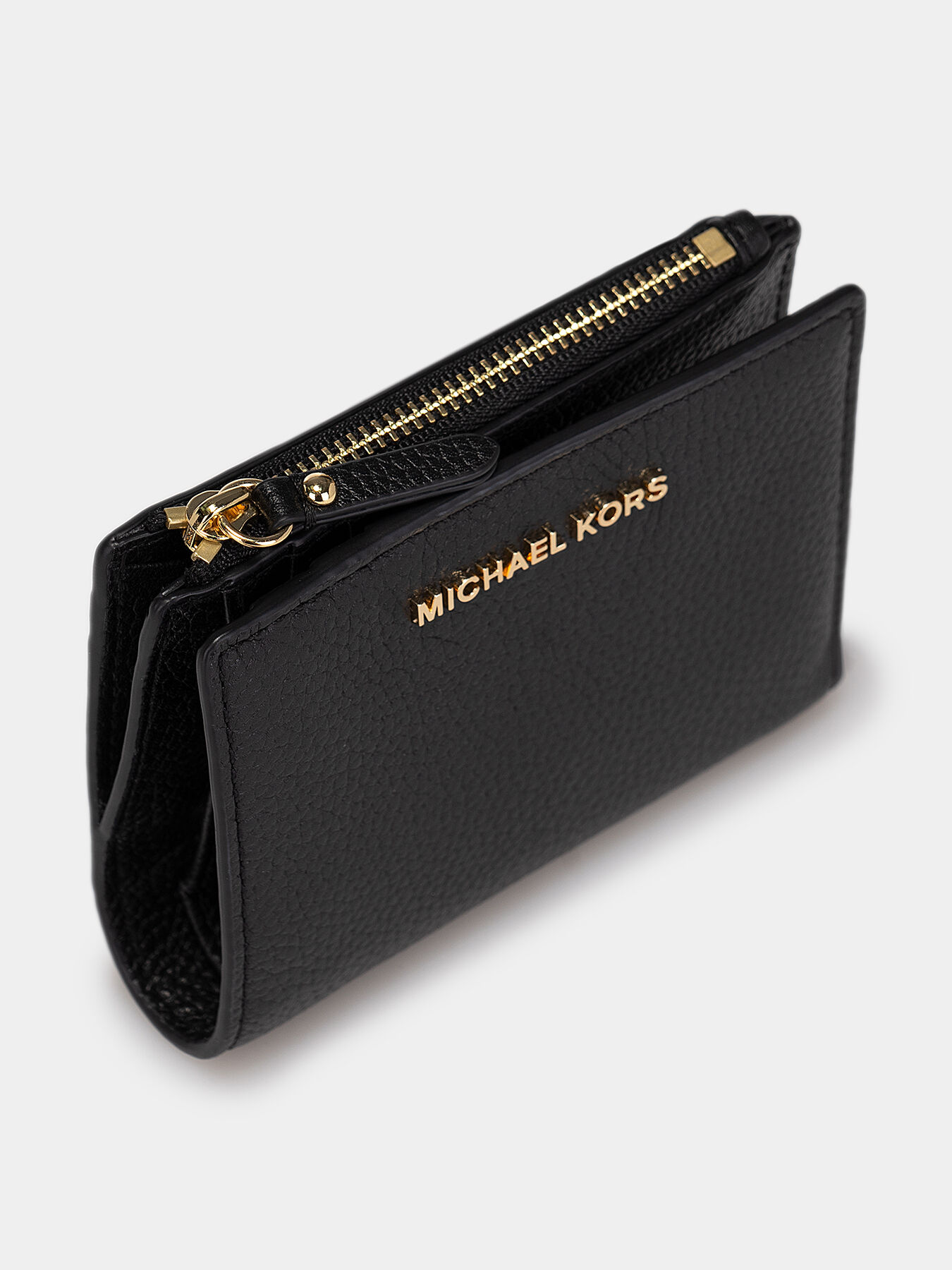 小物 MICHAEL KORS 34F9GJ6F2L 001 BLACK Michael Kors Jet Set women's leather wallet with logo