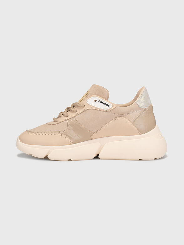 Beige sports shoes with logo patch - 4