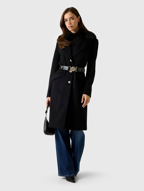 PATRICE black wool blend coat with belt - 4