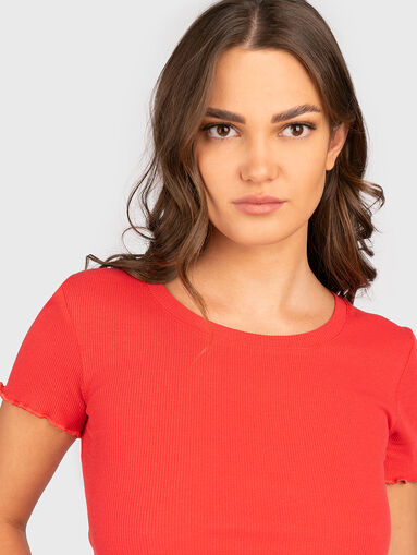 CARA blue cropped T-shirt in stretch rips - 5