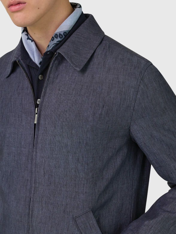 Dark blue linen jacket - 4