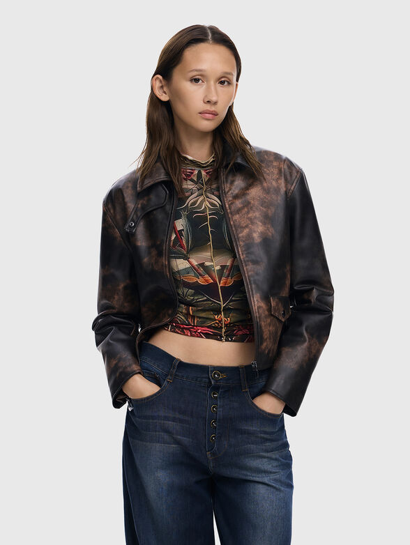 Eco leather jacket with washed effect - 1