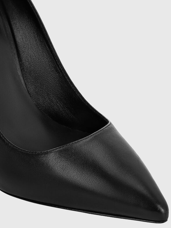 Black leather high-heels - 4