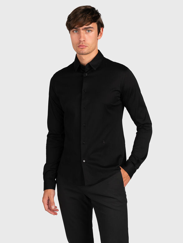 Mercerized cotton shirt with logo detail - 1