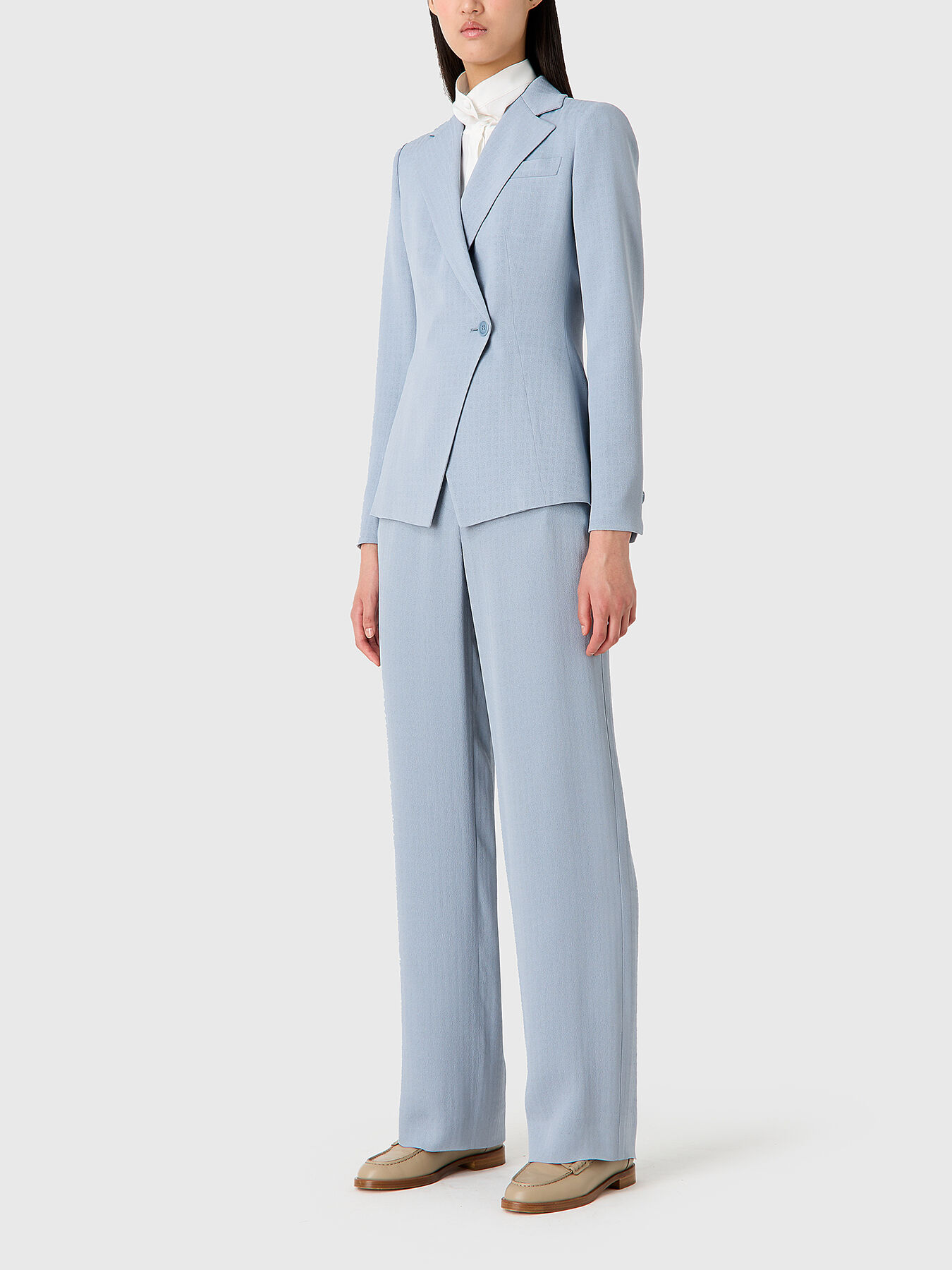 Straight cut trousers in light blue brand EMPORIO ARMANI