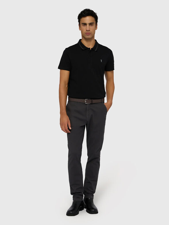 Cotton polo shirt with accent collar - 2
