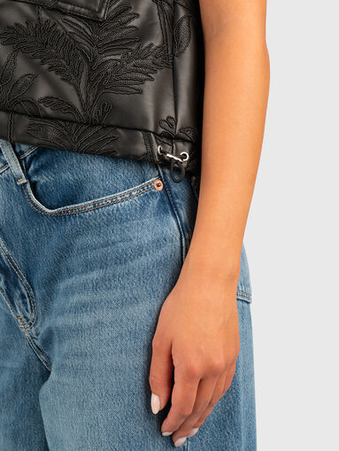 CHANTAL faux leather vest with floral embroidery - 5