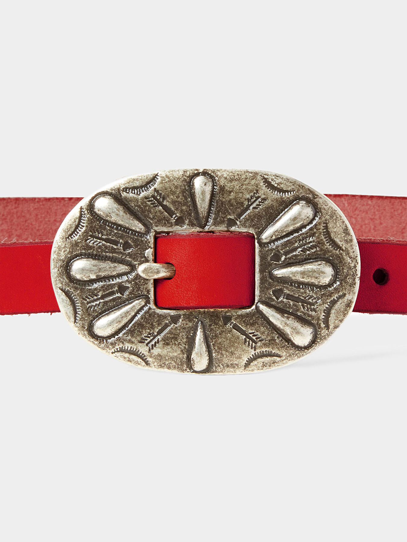 ARIZONA Red skinny leather belt brand POLO RALPH LAUREN
