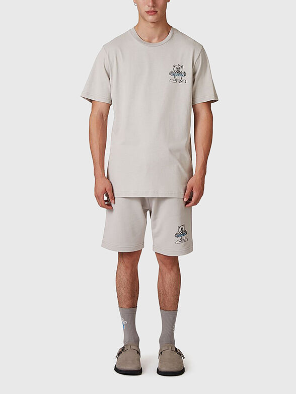 Grey cotton T-shirt with print - 2