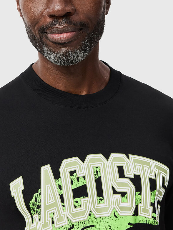 Black T-shirt with logo accent print  - 4