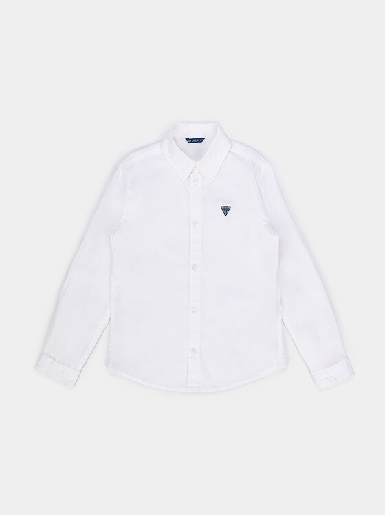 Бяла риза с триъгълен лого детайл - 1