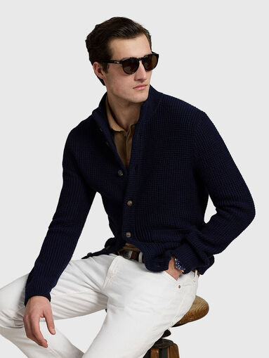 Waffle knit wool-cotton cardigan - 5