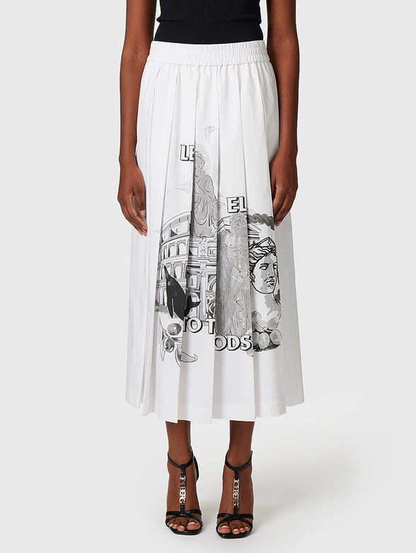 White pleated skirt with art print - 1