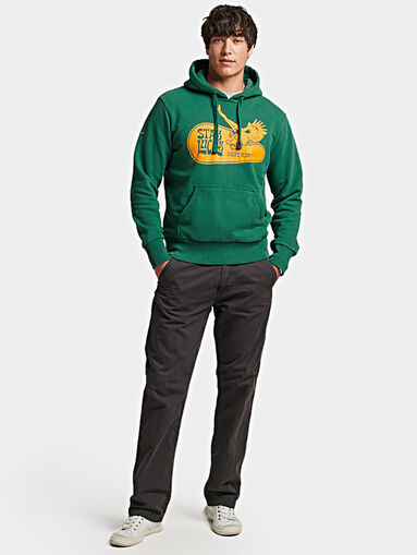 Green hooded sweatshirt with contrast print - 5
