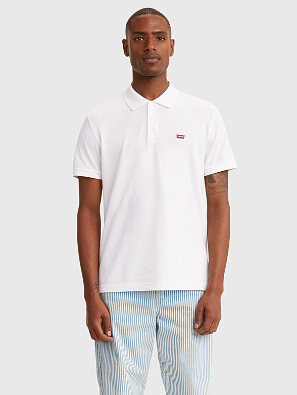 White polo-shirt with logo lettering - 1