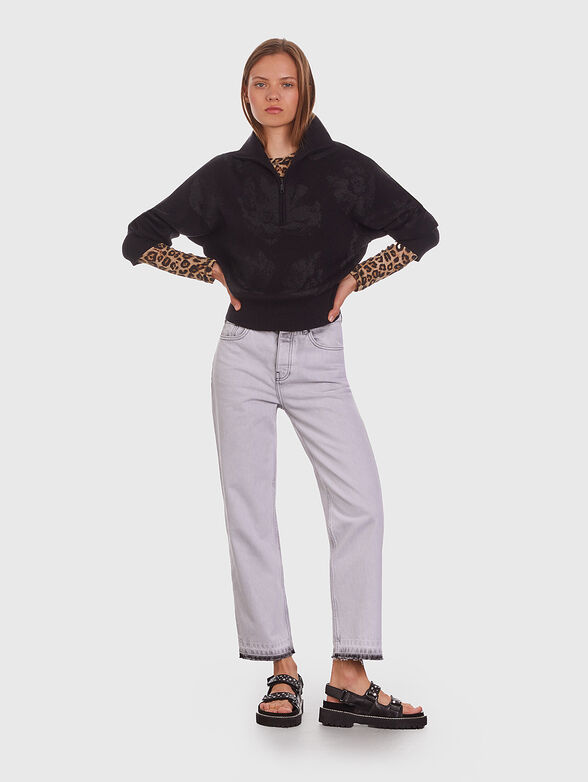 Floral-print sweater in black  - 1