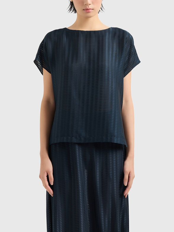 Top with geometric design in dark blue - 1