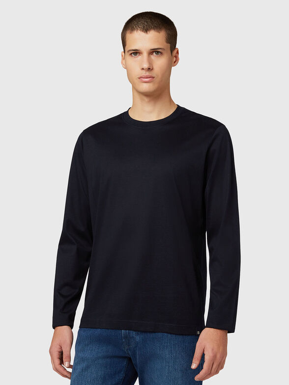 Cotton blouse in dark blue - 1