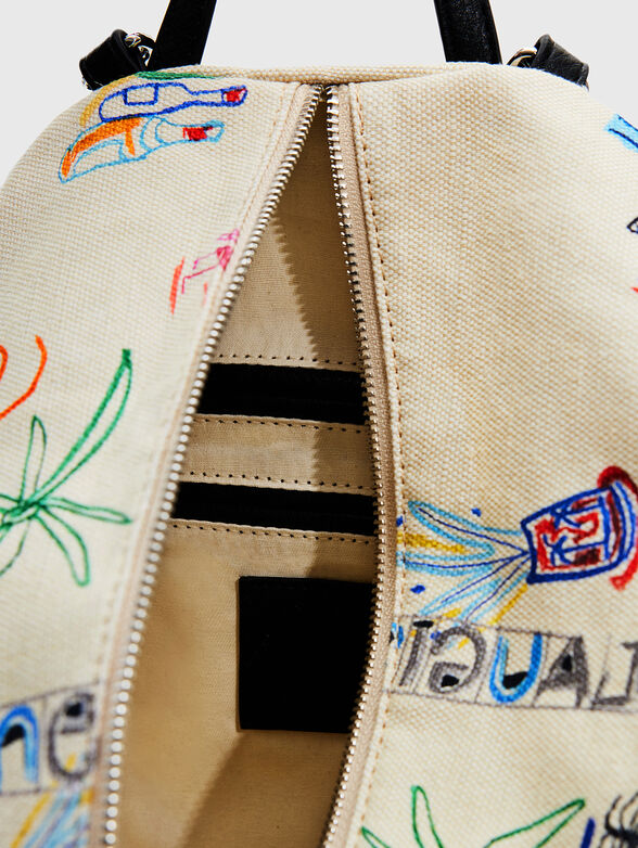 VIANA backpack with contrasting print in ecru - 4