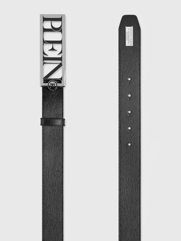 Black leather belt with accent buckle - 2