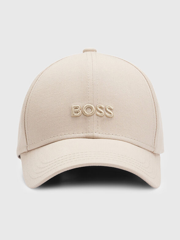 Beige hat with contrasting logo - 1