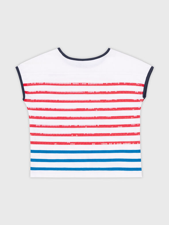 Cotton white t-shirt with stripes - 2