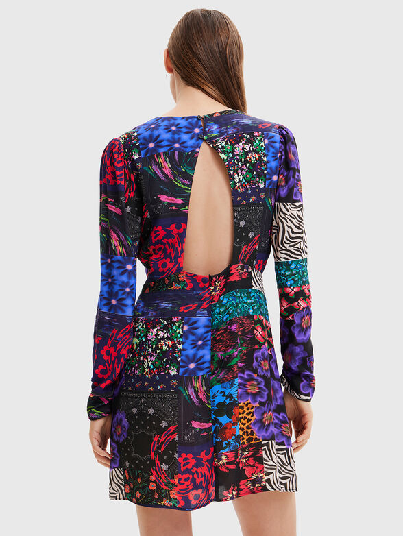Mini dress with long sleeves and multicolor print - 2