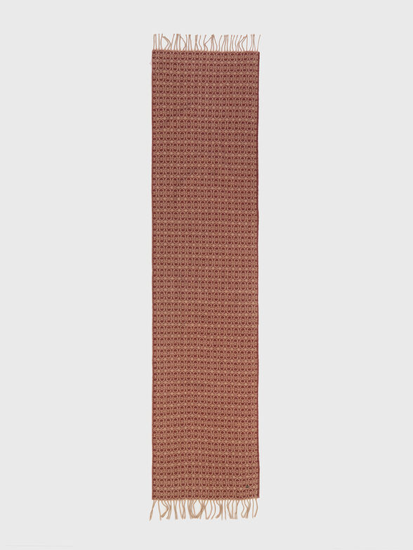Long wool blend scarf with accent print - 2