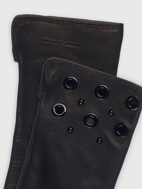 Leather gloves with eyelets - 2