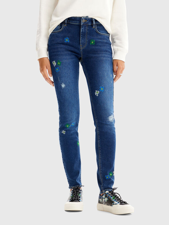 Embroidery skinny jeans - 1
