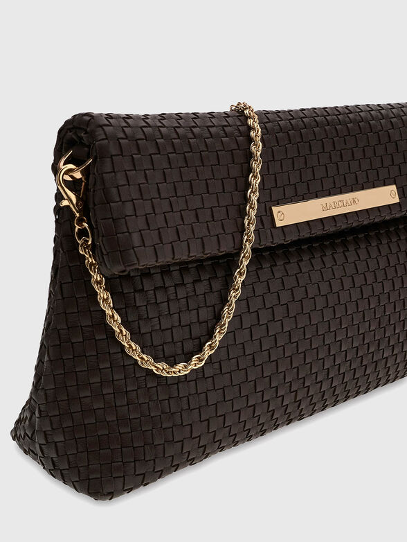 Genuine leather clutch with logo detail - 4