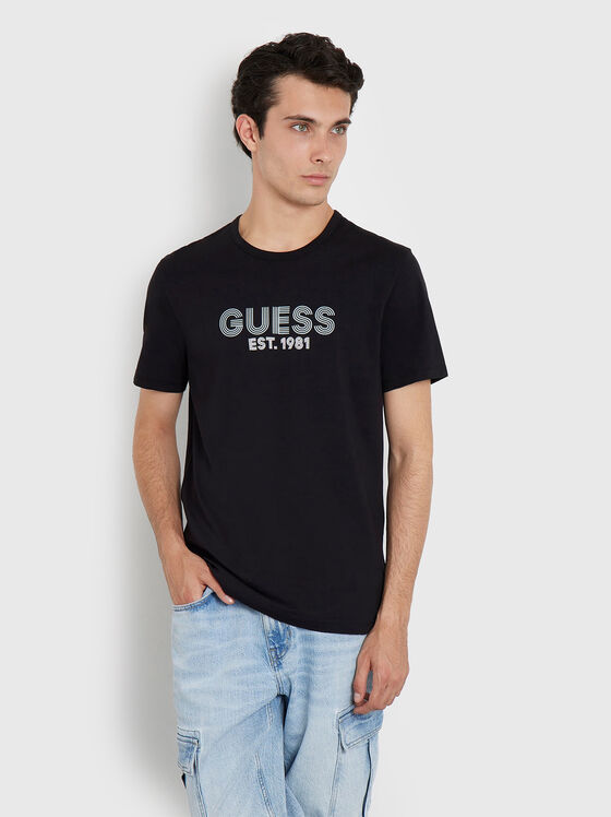 Black cotton t-shirt with logo - 1