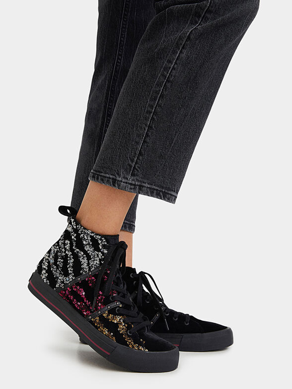 High top sneakers with sequins - 2