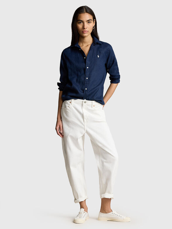 Linen shirt in dark blue - 2