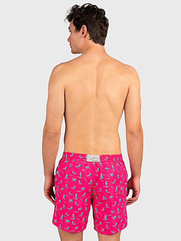 Swim trunks in fuxia color with print - 2