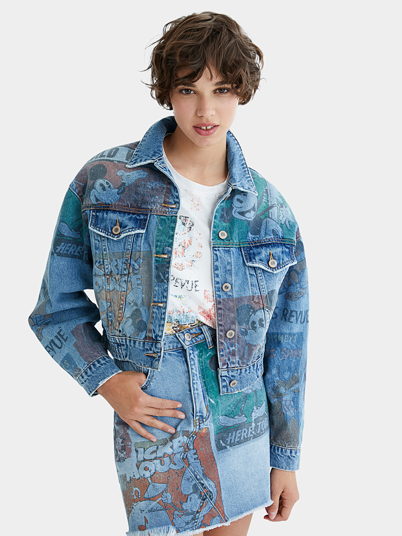 Desigual mickey mouse denim jacket cheap
