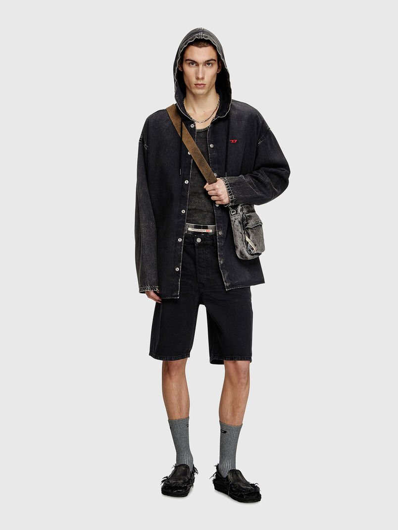 Black denim shorts - 3