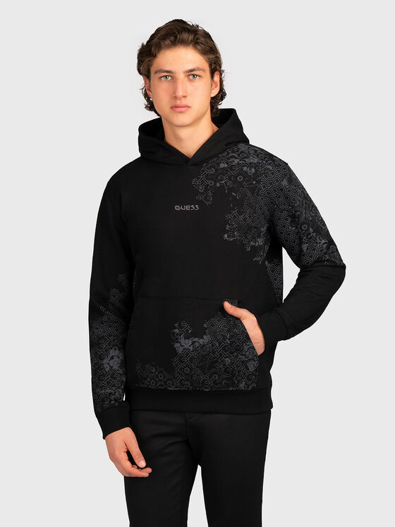 Black sweatshirt with print and logo embroidery - 1