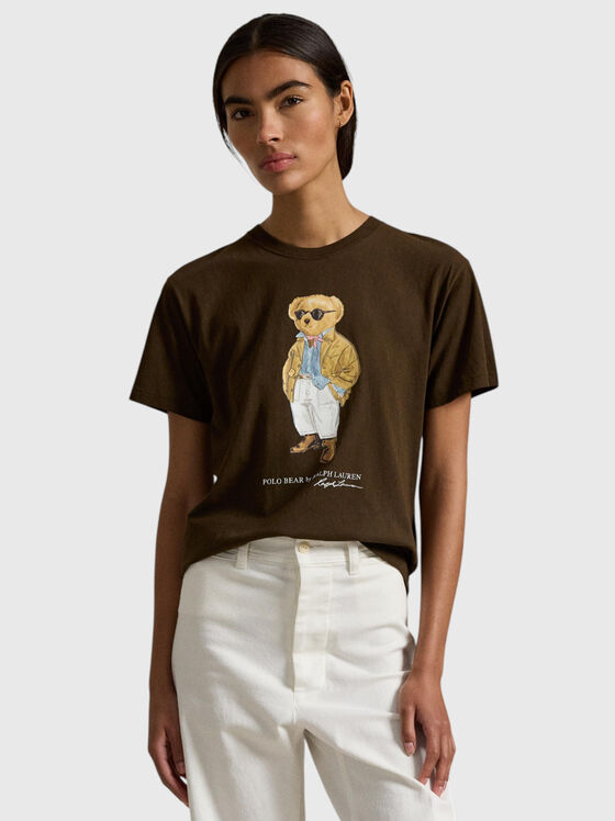 Памучна тениска POLO BEAR в кафяв цвят - 1