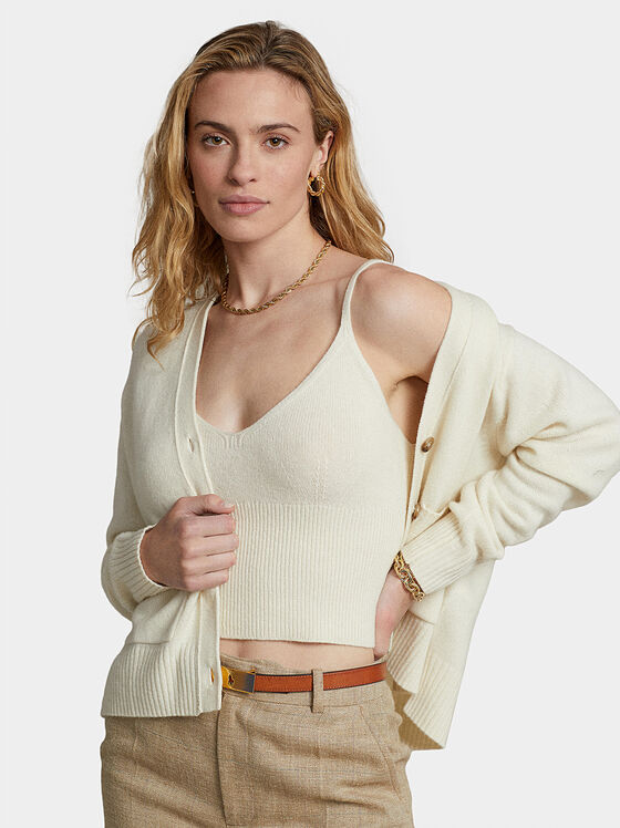 Cardigan with accent buttons and logo embroidery - 1