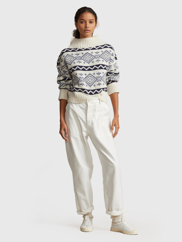 Sweater in wool blend with geometric motifs - 2