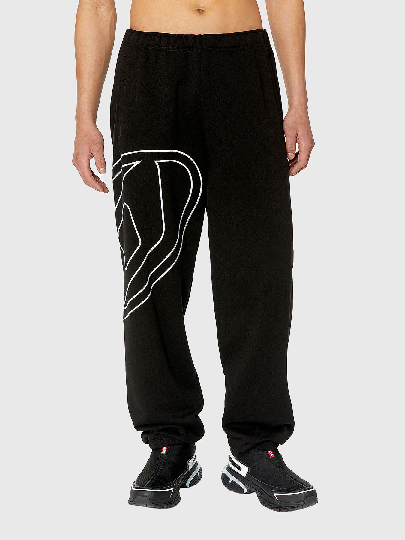 Logo embroidered sweatpants in black brand DIESEL Globalbrandsstore en