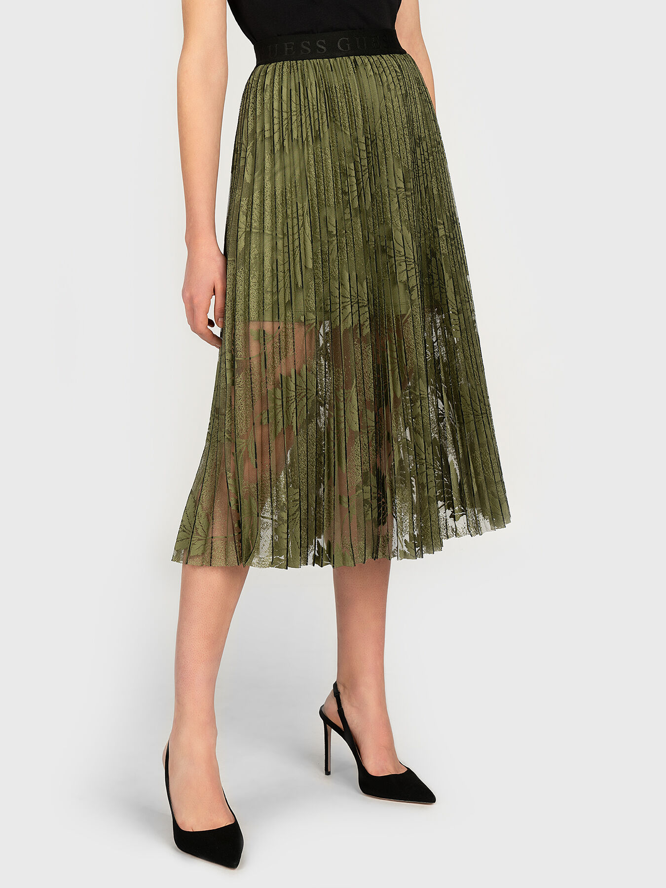 Guess green pleated skirt clearance