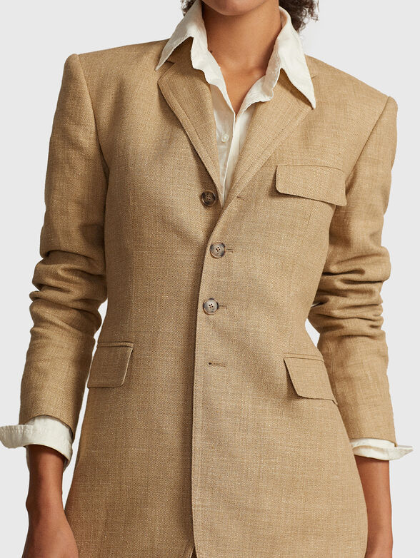 Beige blazer in cotton  - 4