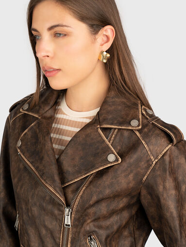 CHARLENE faux leather biker jacket - 4