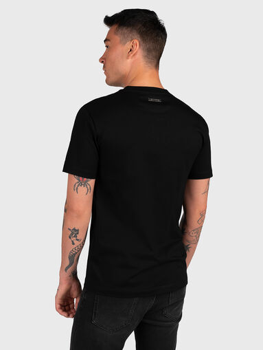 Black cotton T-shirt with print - 3