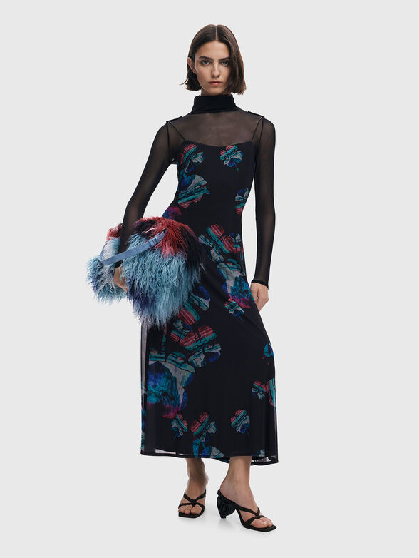 Midi dress with long sleeves and accent print - 6