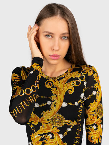 Black midi dress with baroque print  - 4