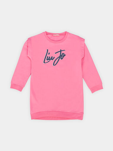 Dress with accent feathers and logo - 4