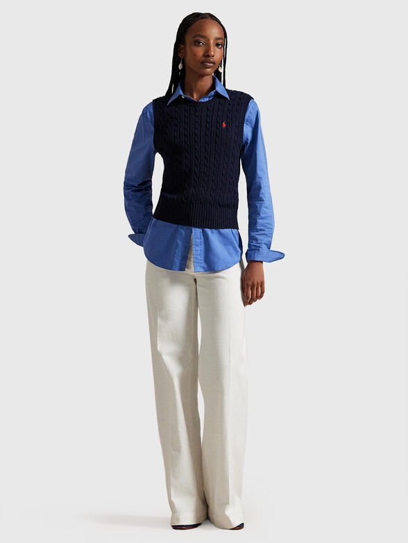 Knitted sweater with oval neckline and sleeves - 2